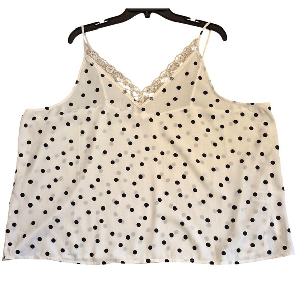 BP Polka Dot Lace Trim Camisole Adjustable Strap Tank Top Size 3X EUC - Picture 2 of 7